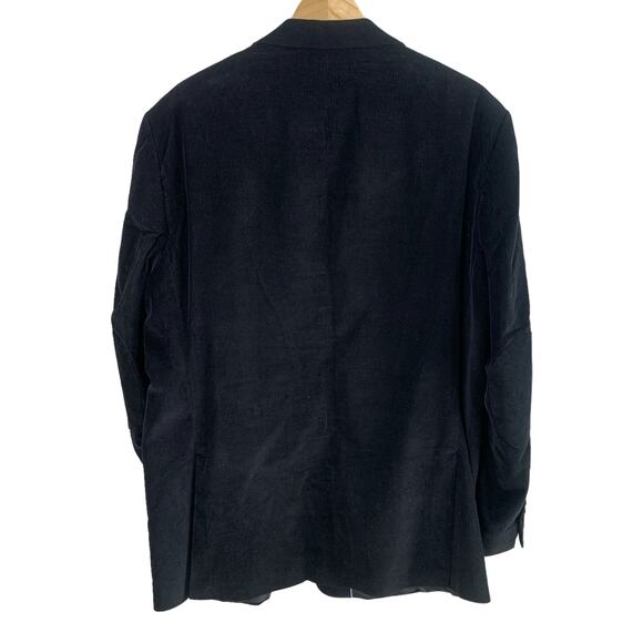 Stafford 48 Reg Classic Black Corduroy Sport Coat Blazer Jacket Elbow Patches - Picture 5 of 16